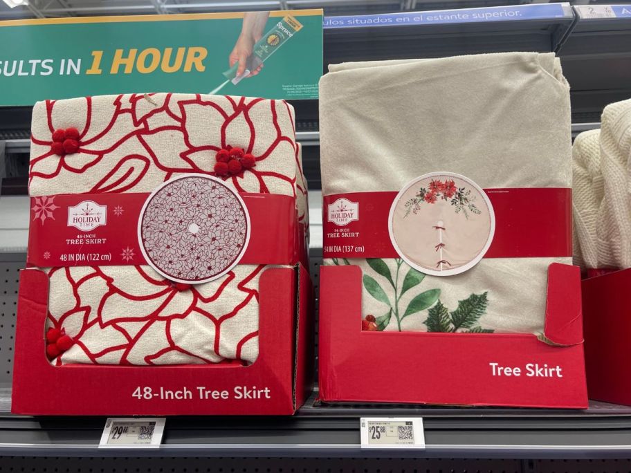 Christmas Tree Skirts displayed in a store