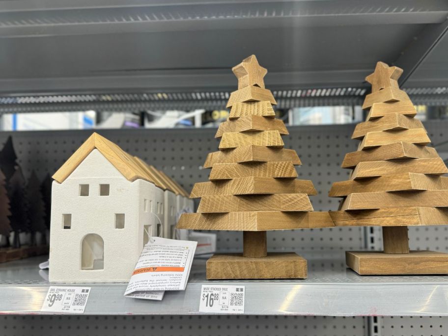 Walmart Wooden Trees and Ceramic House