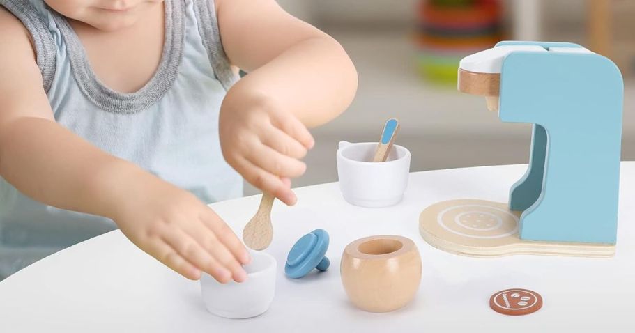 50% Off Wooden Toys on Amazon | Coffee Machine Set Just $12.99