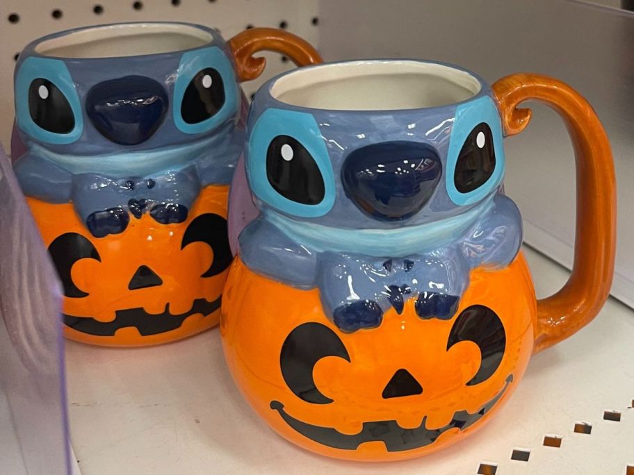 Zak Stitch Halloween Mugs on a shelf at Target