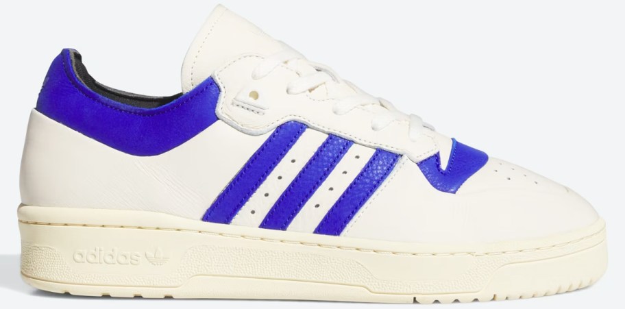 white and blue adidas sneaker