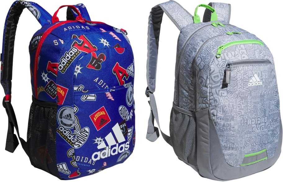 blue and gray adidas backpacks