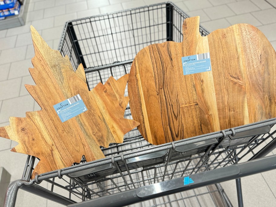 leaf and pumpkin chopping blocks in shopping cart