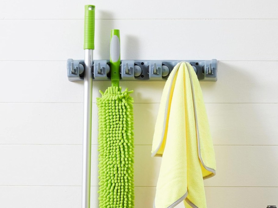 wall mount storage holding cleaning supplies
