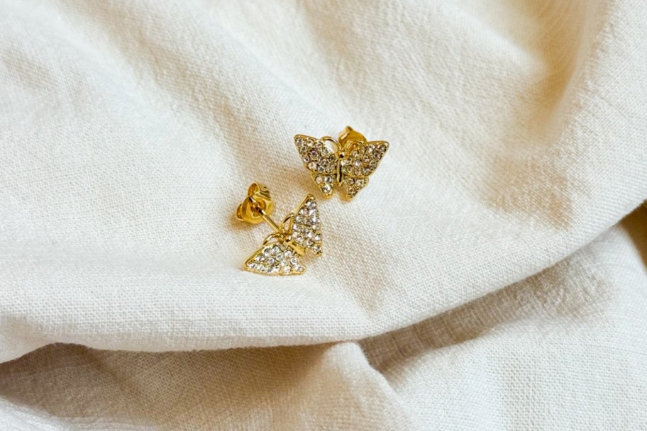 gold butterfly stud earrings