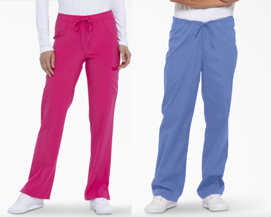 pink and b lue scrub pants