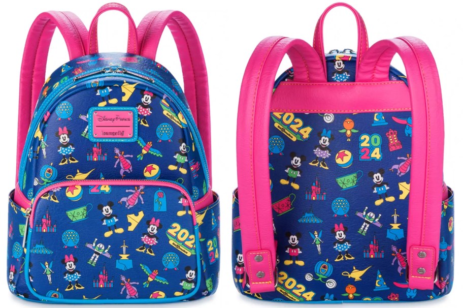 blue and pink mickey mouse loungefly backpack