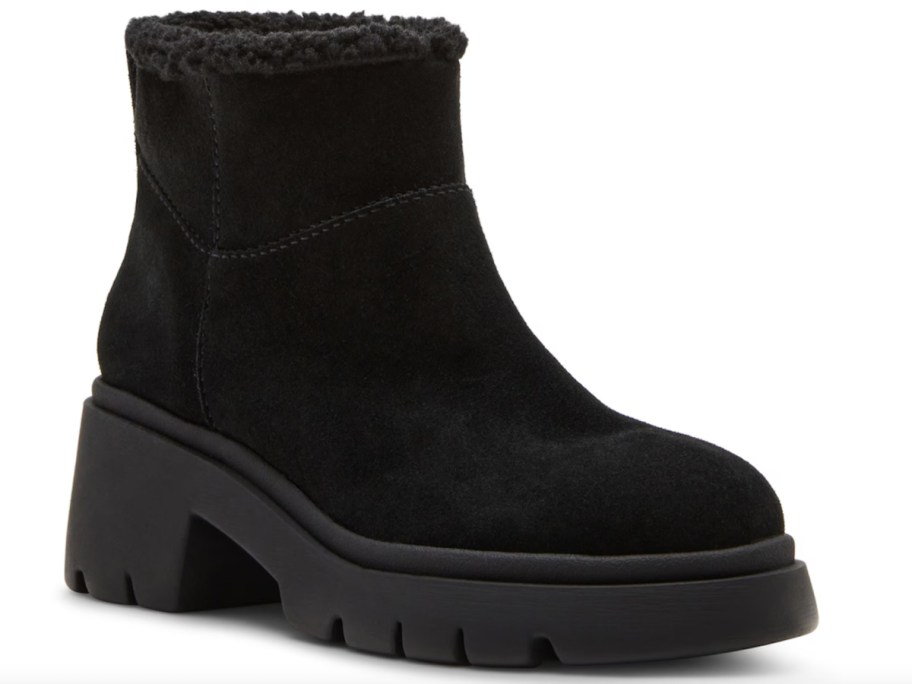 Steve Madden Black Heel Sherpa Boots