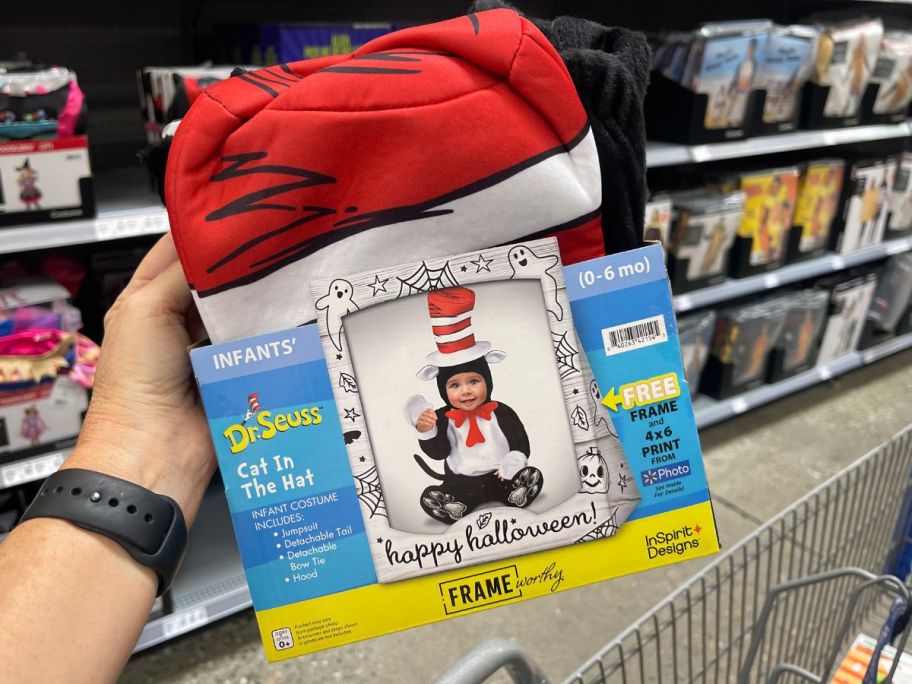 Dr. Suess Cat in the Hat Baby Halloween Costume Set in hand in store