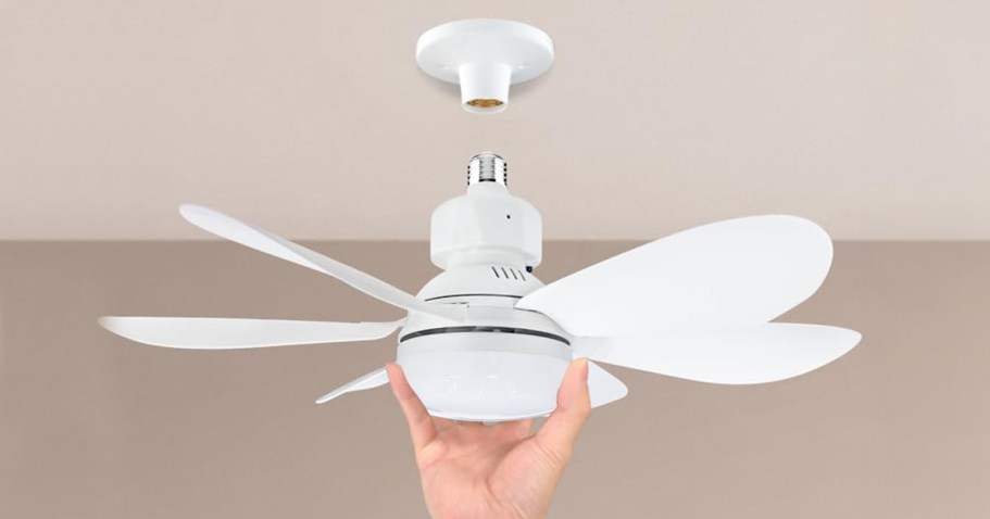 Socket Ceiling Fan Only $18 Shipped on Amazon (Screws In Like a Light Bulb)