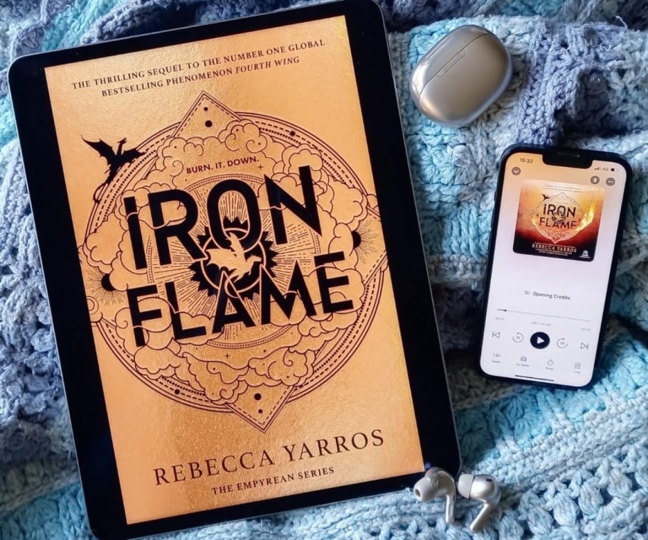 kindle showing the cover of Iron Flame book