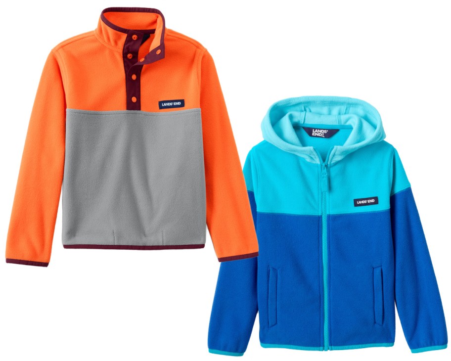 orange and blue kids fleece