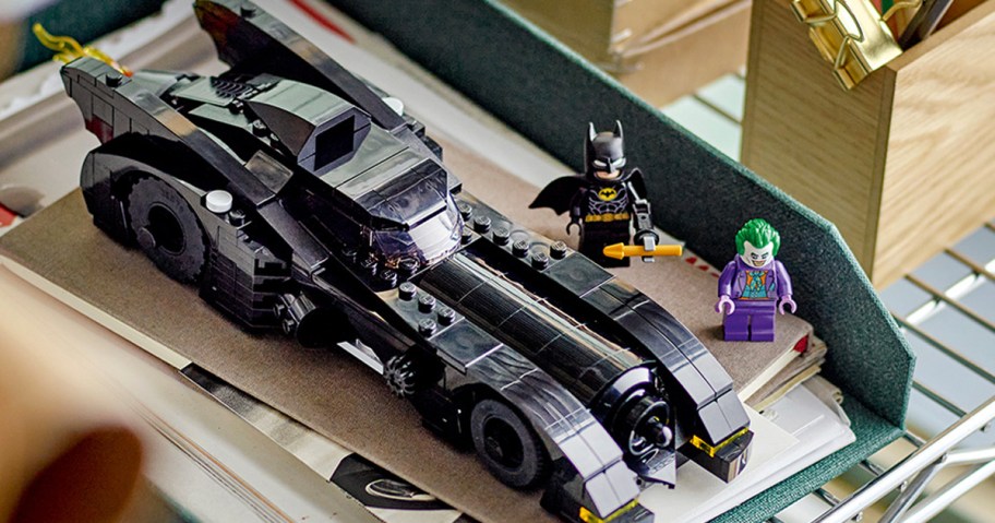 lego batman mobile and mini fig on table