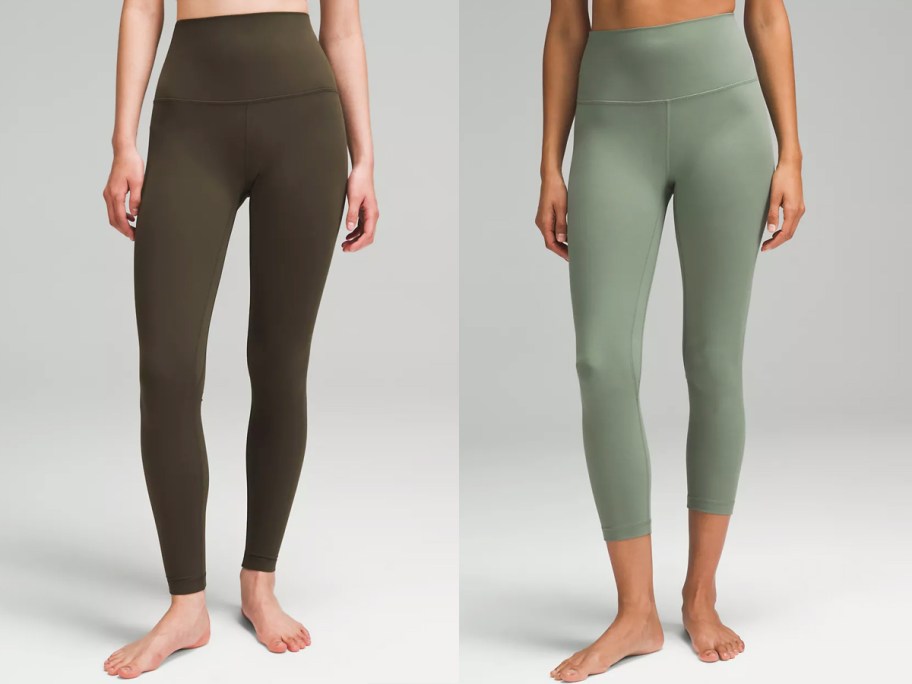 women in brown and light green leggings