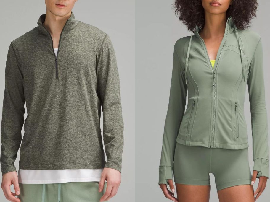 Image material of men and women wearing lululemon tops