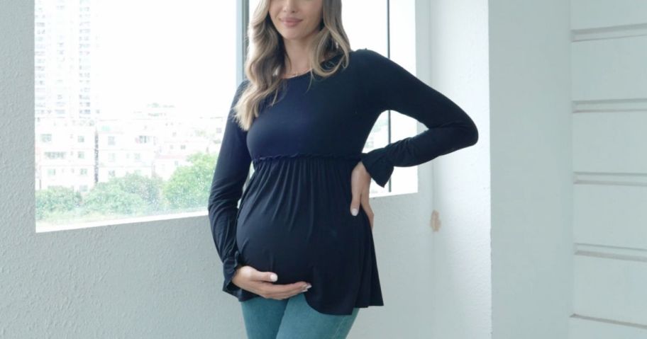 Long Sleeve Maternity Shirt JUST $6.99 on Amazon (Regularly $20) | 5 Color Options