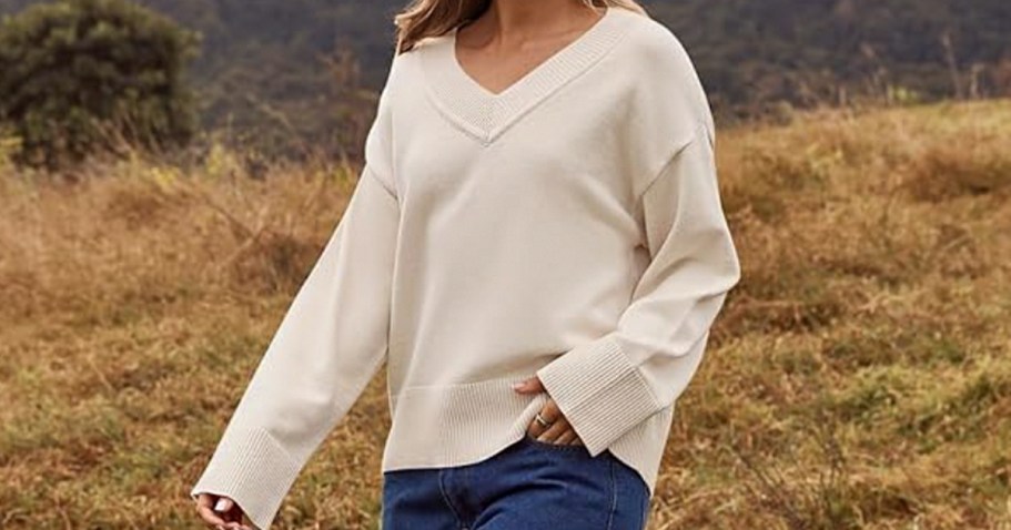 Women’s V-Neck Sweater Only $13.74 on Amazon – Perfect for Fall!