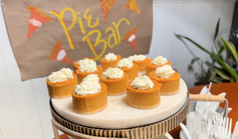 mini pumpkin pies from a biscuit cutter on a double tray (