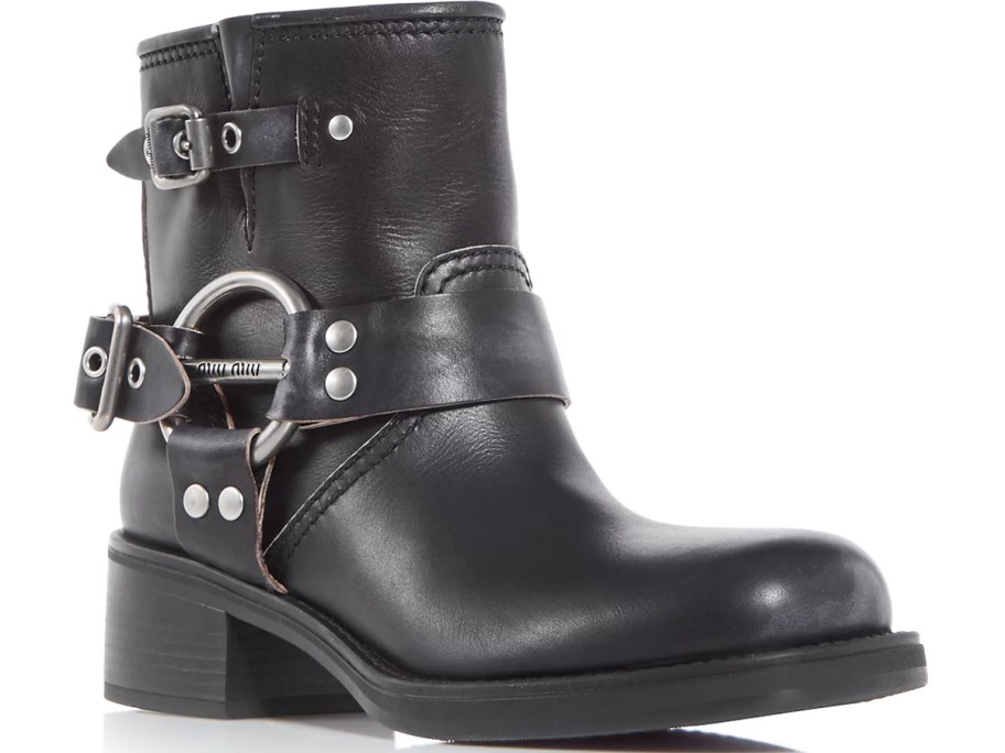 black boots with buckles stock image 