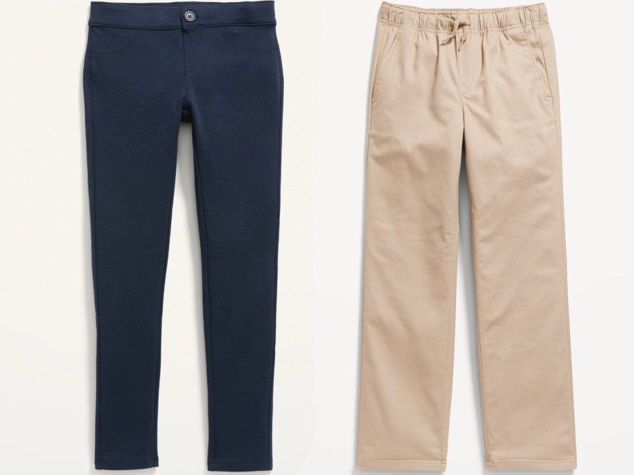 kids blue and khaki pants 