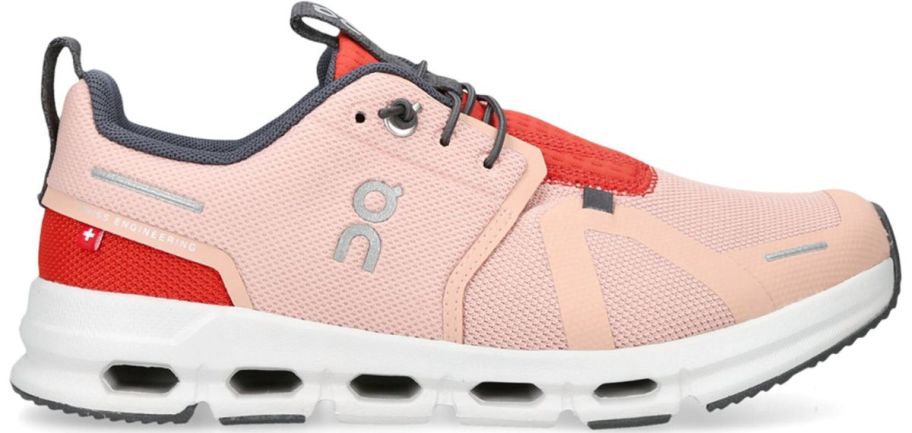 on cloud rose colored kids sneaker