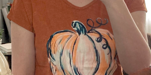 Women’s Halloween Pumpkin V-Neck T-Shirt ONLY $8.99 on Amazon