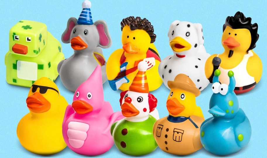 10 rubber ducks in different designs