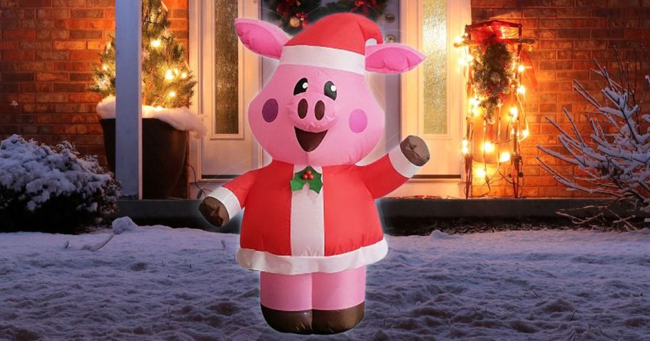 LED Christmas Pig Inflatable Just $9.99 on Lowes.com (10K Sold Last Week!)