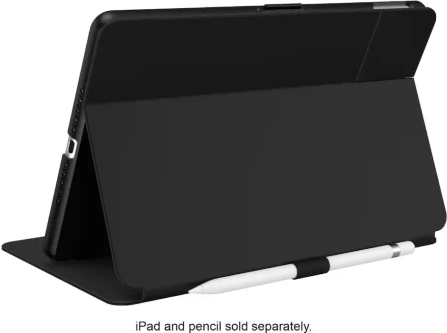 black iPad case with Apple pencil