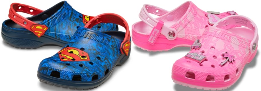 superman and barbie character crocs