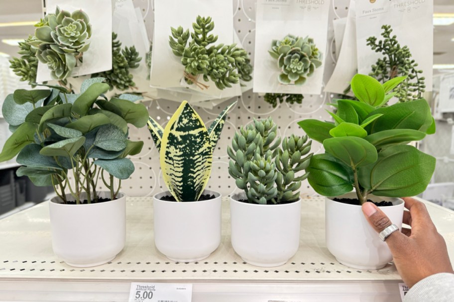 many artificial plants on target shelf