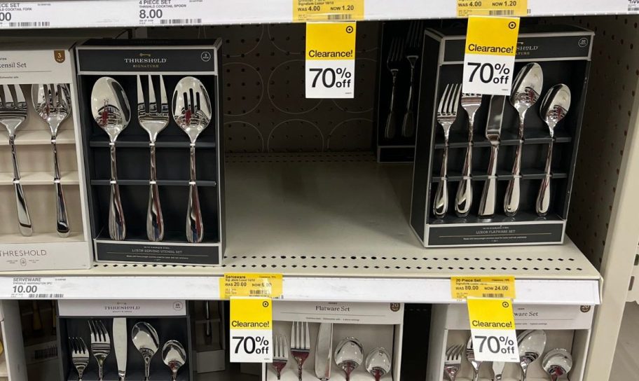 threshold flatware sets on a store shelf