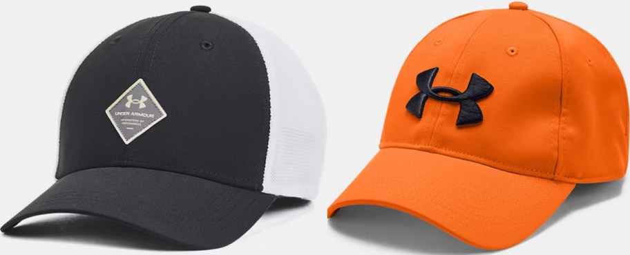 black and orange under armour hats 