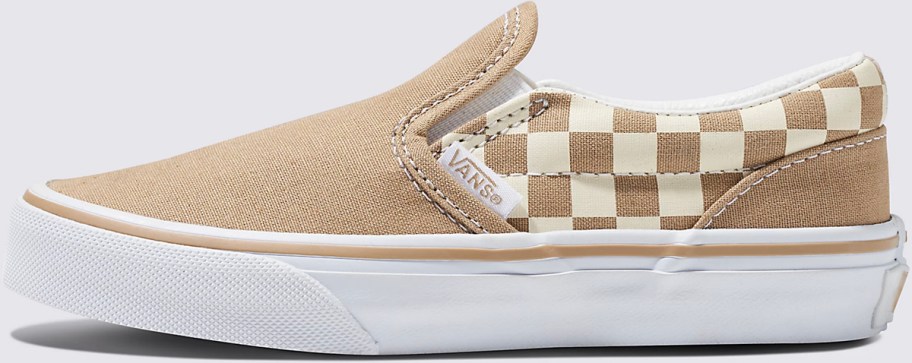 tan and white checkered vans shoe