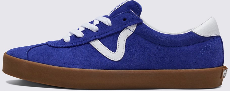 blue and white low top vans shoes