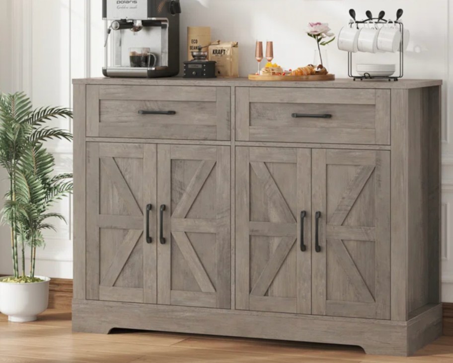 grey wood side cabinet