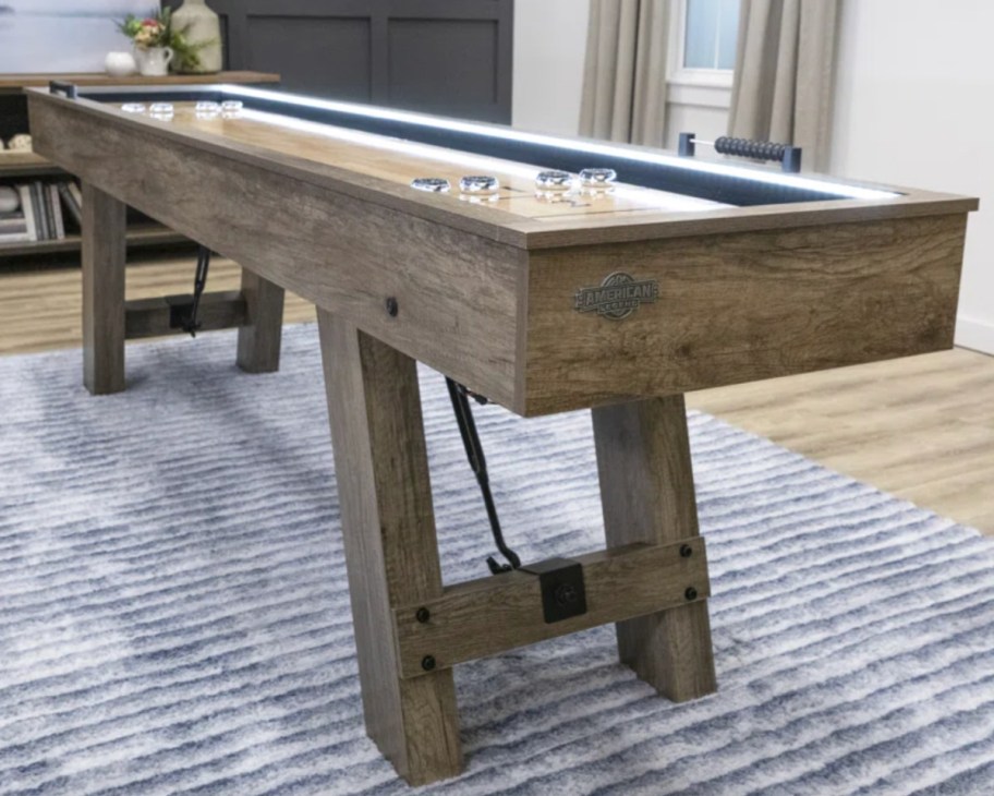 wooden shuffleboard table