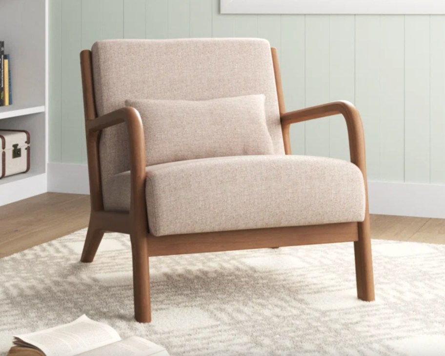 linen and wood chair