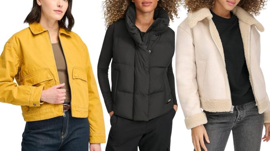 Three different women jackets and vest