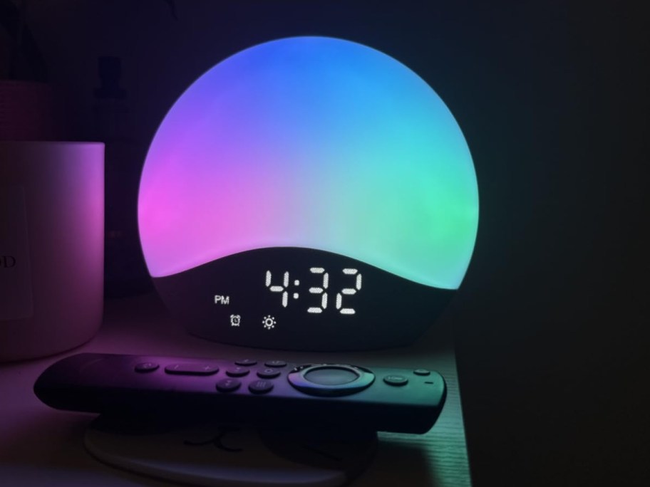 a sunrise alarm clock with multiple colors 
