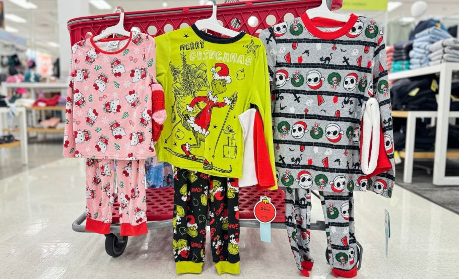 Kids Christmas Pajama 3-Piece Sets Only $18 at Target | Hello Kitty, The Grinch, & More