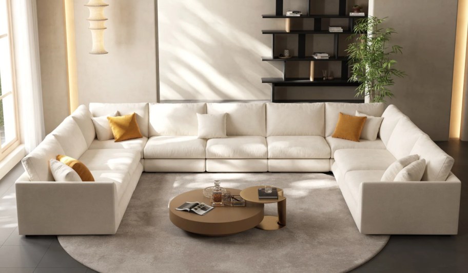 u shaped beige sectional