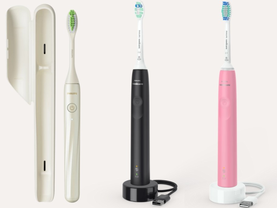 3 different Philips Sonicare electric toothbrushes