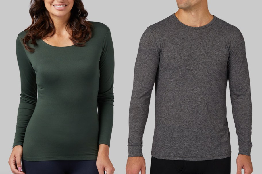 green and grey long sleeve shirts