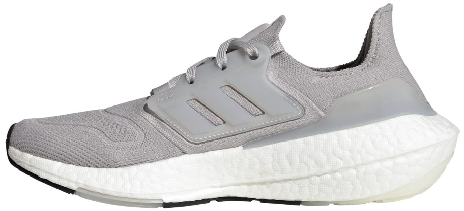 light grey and white adidas running shoe