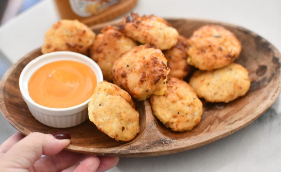 a plate of air fryer chicken nuggets