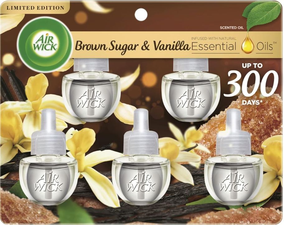 Air Wick Plug in Scented Oil Refill 5 Count brown sugar and vanilla stock image 