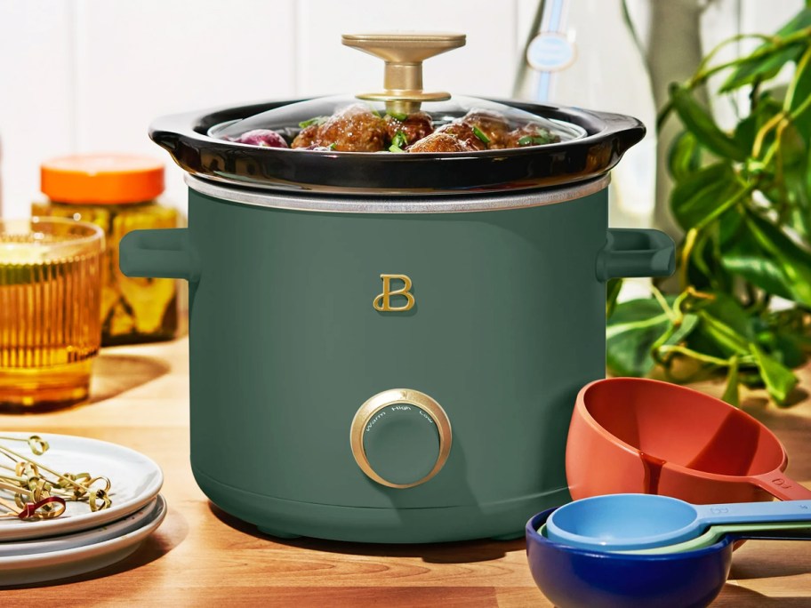 small green and gold slow cooker