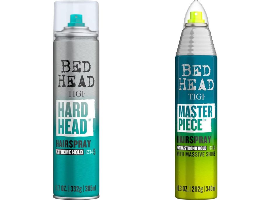 Stock images of two bed head hairsprays