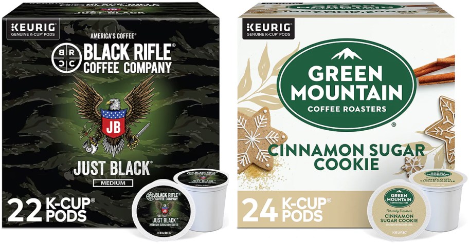 Black Rifle Coffee Company Just Black Coffee & Green Mountain Cinnamon Sugar Cookie Coffee Keurig K-Cup Pods